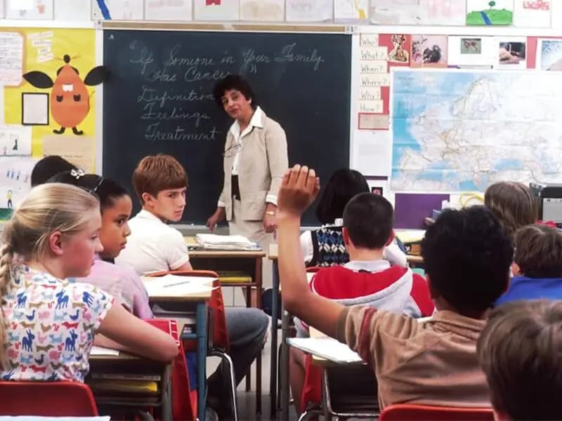 Students participating in class